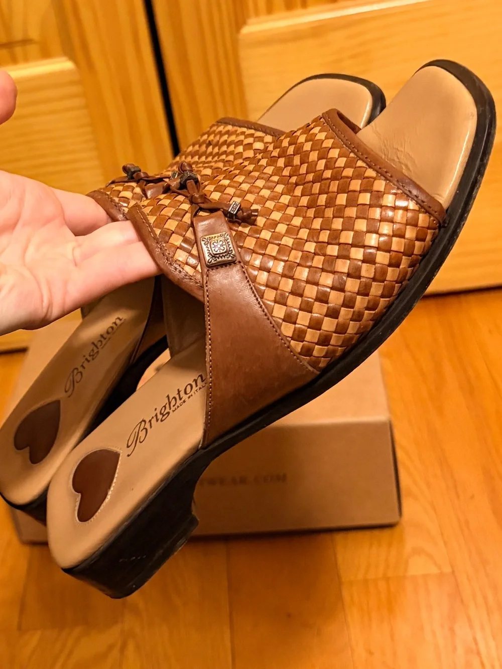 Brighton Brown Woven Leather Sandals - Picture 5 of 8